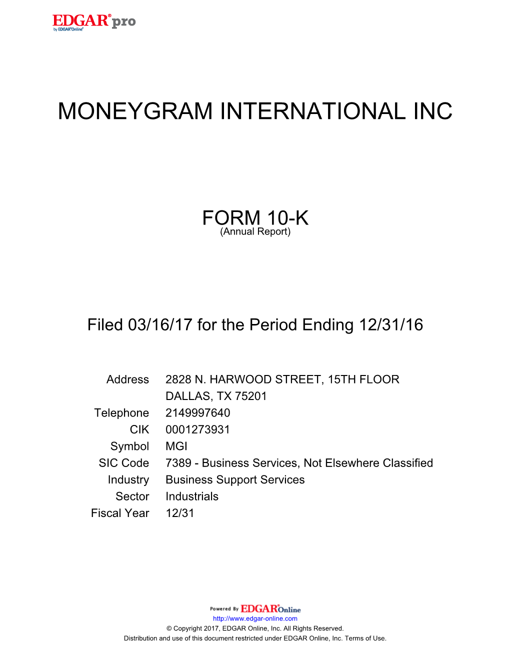 Moneygram International Inc