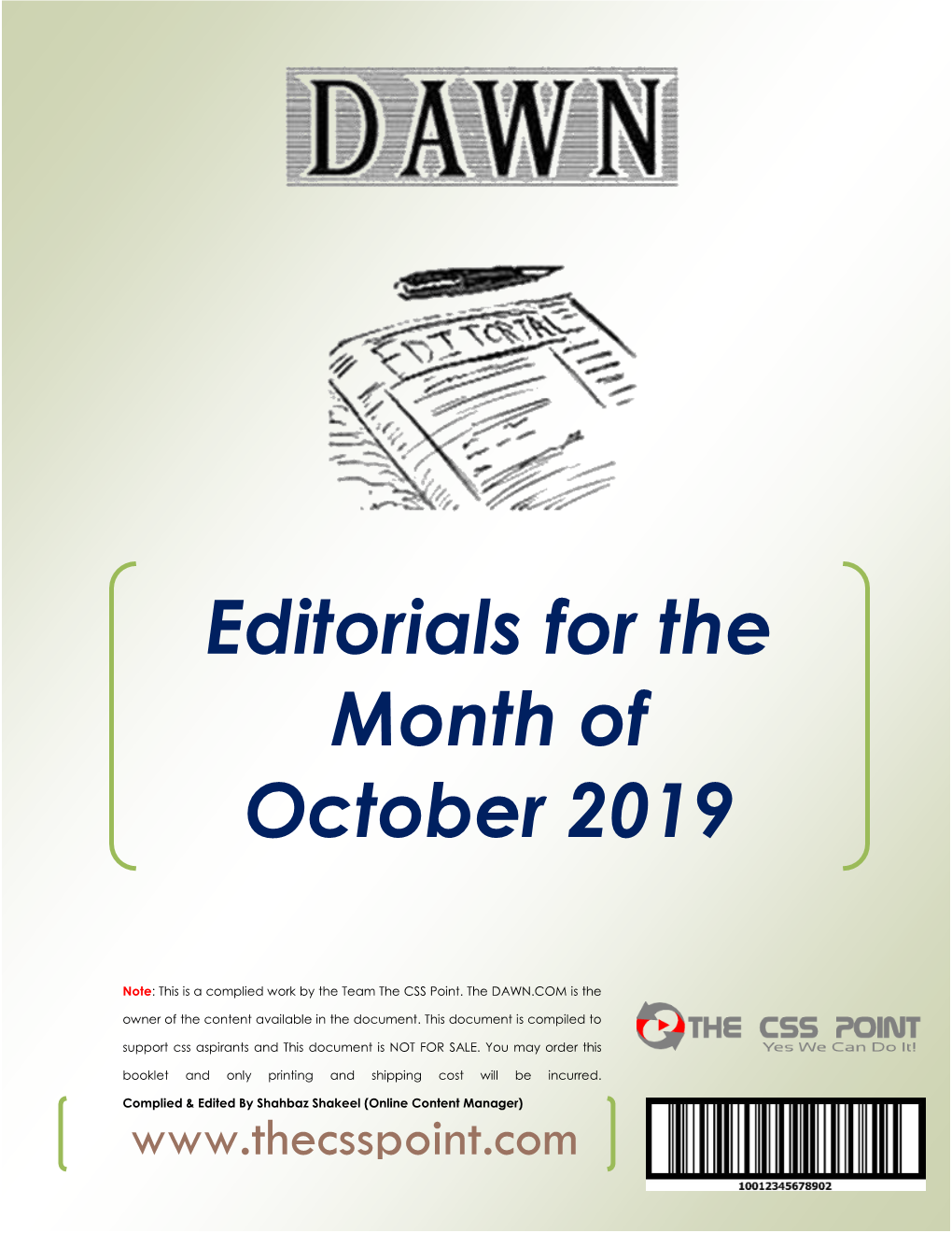 Editorials for the Month of October 2019
