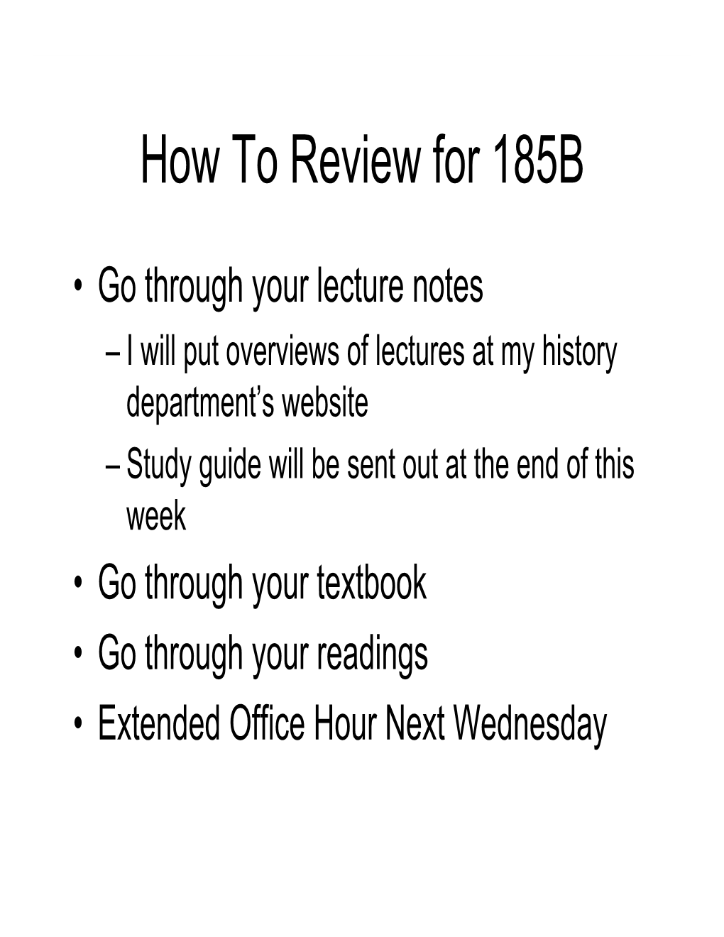 How to Review for 185B
