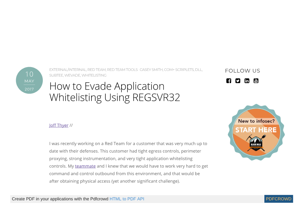 How to Evade Application Whitelisting Using REGSVR32