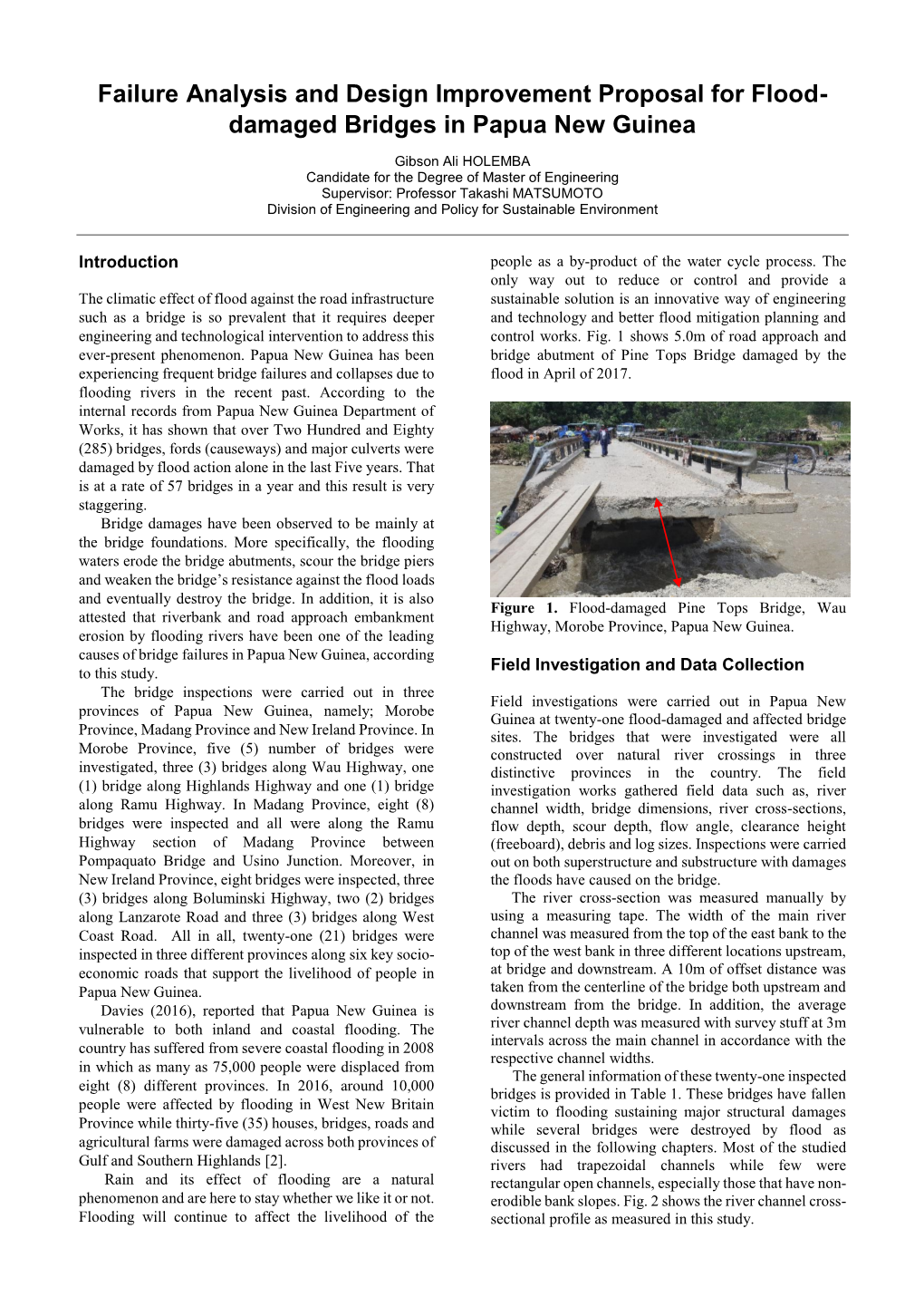 Failure Analysis and Design Improvement Proposal for Flood- Damaged Bridges in Papua New Guinea