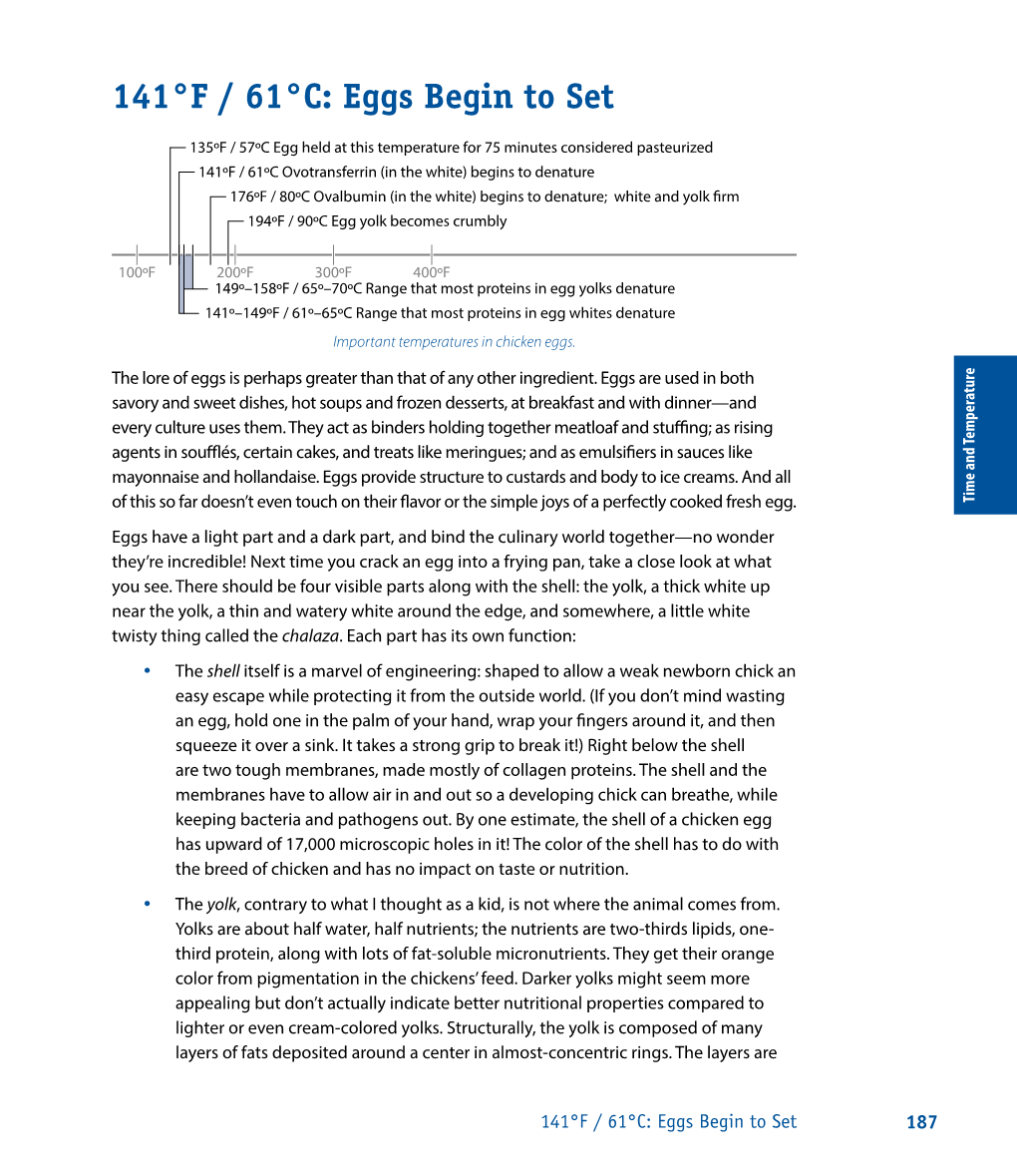 141°F / 61°C: Eggs Begin to Set