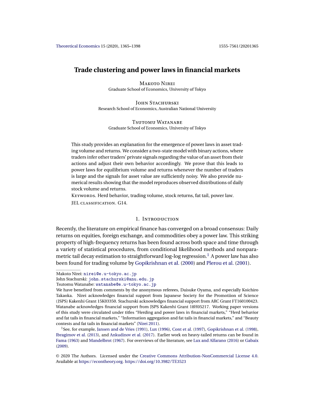 Trade Clustering and Power Laws in Financial Markets