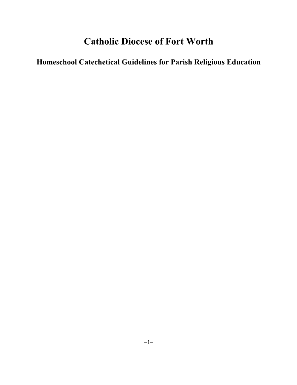 Homeschool Catechetical Guidelines for Parish Religious Education