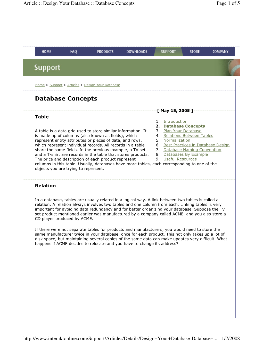 Database Concepts Page 1 of 5