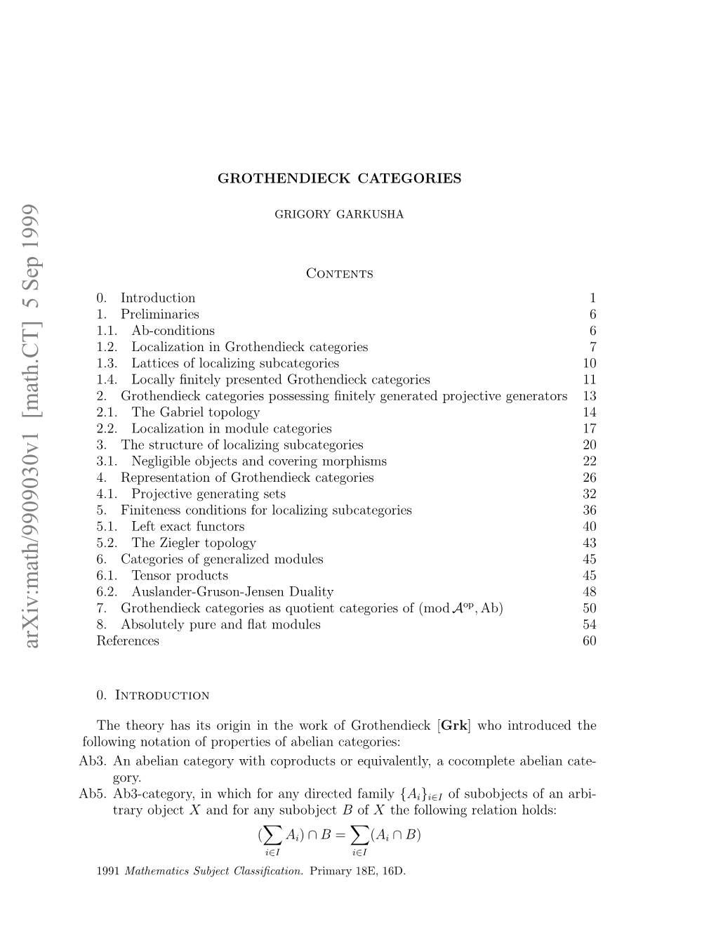 Arxiv:Math/9909030V1 [Math.CT] 5 Sep 1999 B.A3ctgr,I Hc O N Ietdfamily Directed Any for Which in Ab3-Category, a Equivalently, Ab5