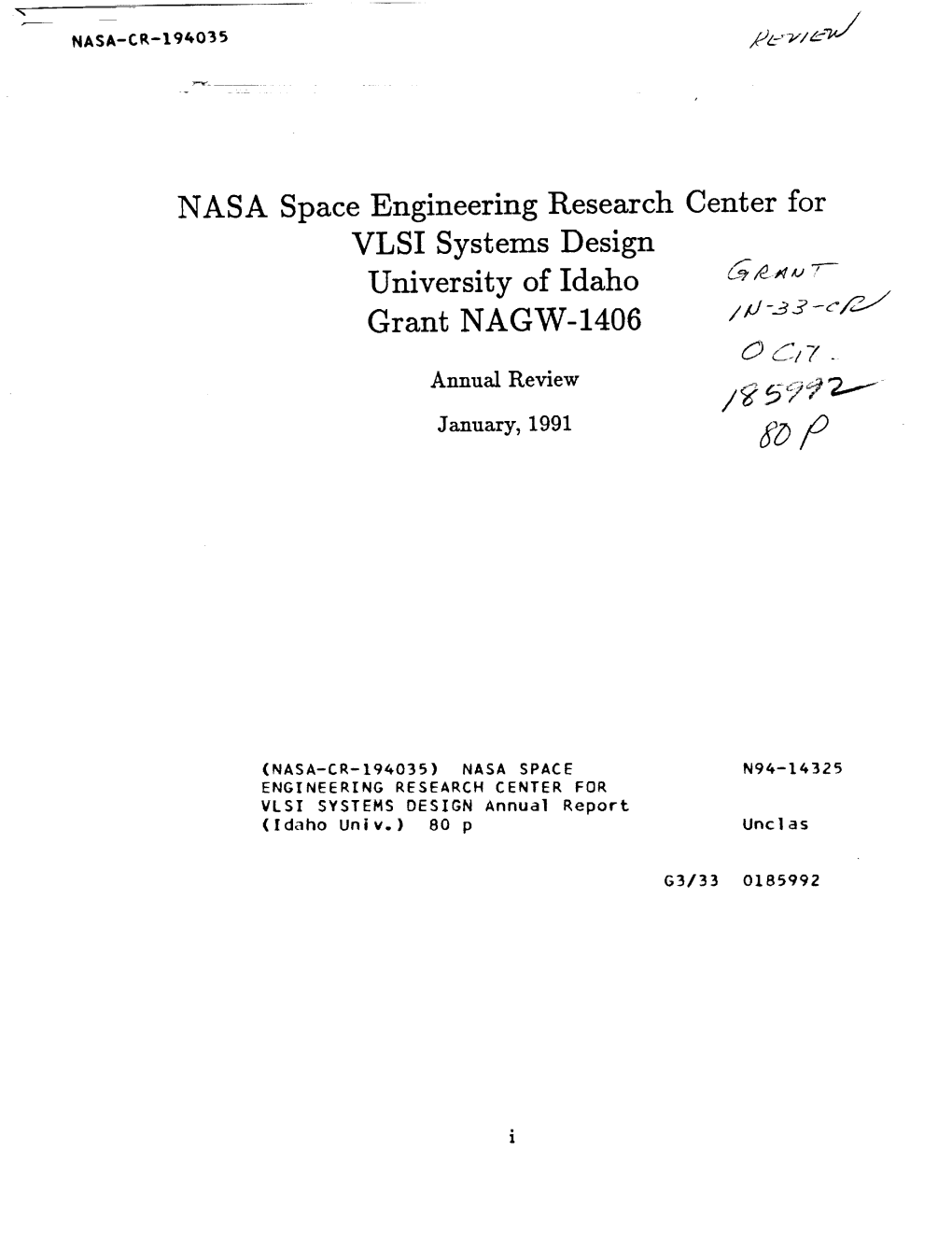 NASA Space Engineering Research VLSI Systems Design University Of