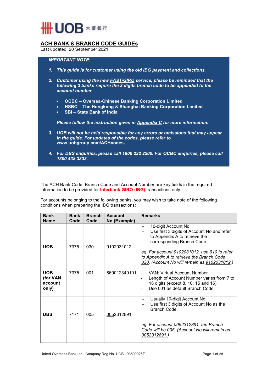 Bank & Branch Code Guide