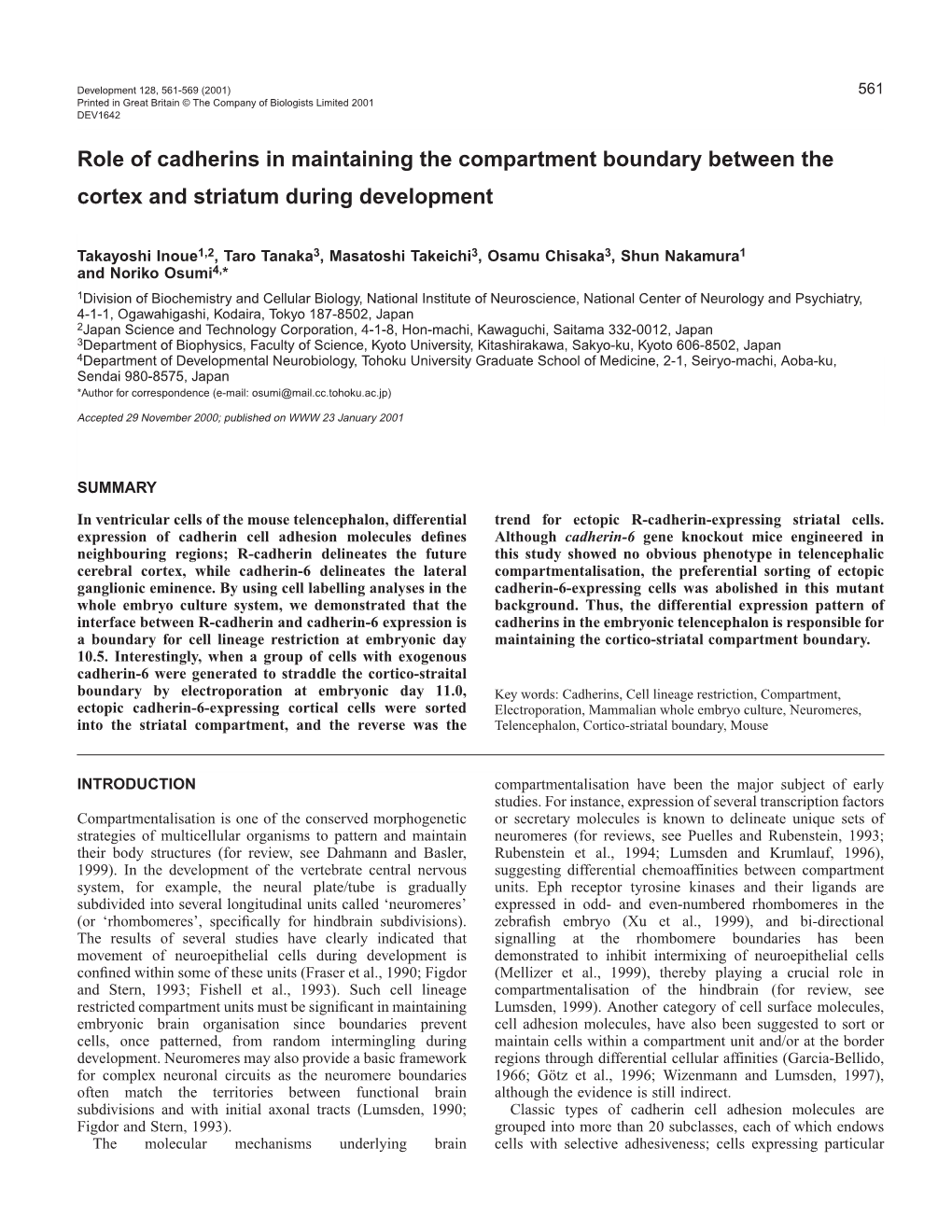 Cadherins in Brain Compartmentalisation 563 Juxtaposing the Transmembrane Domain of Pca-Cad6-HA Was Similarly Constructed