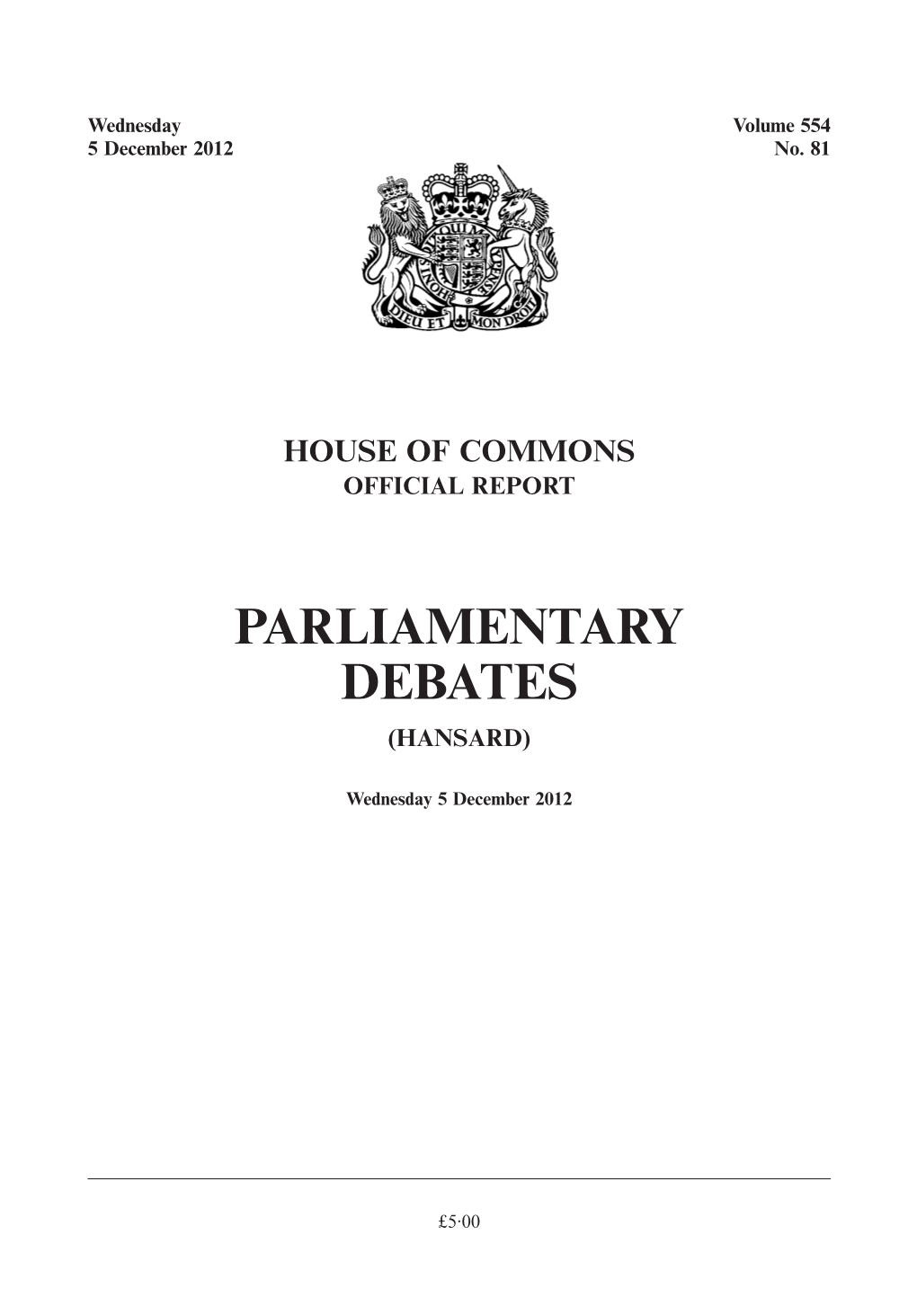 Parliamentary Debates (Hansard)