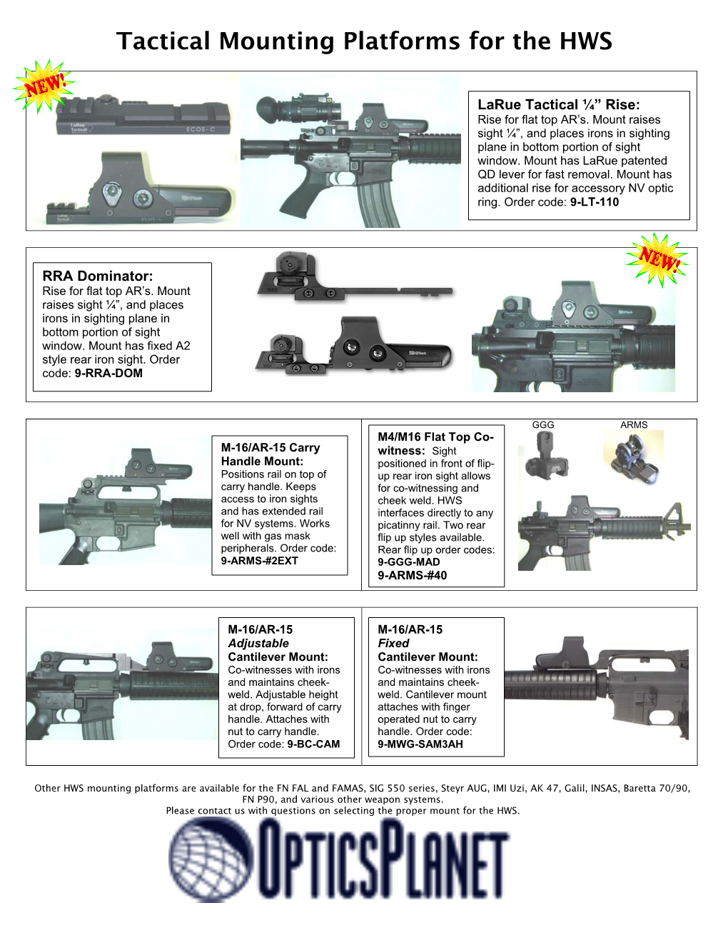 Tactical Mounting Platforms for the HWS