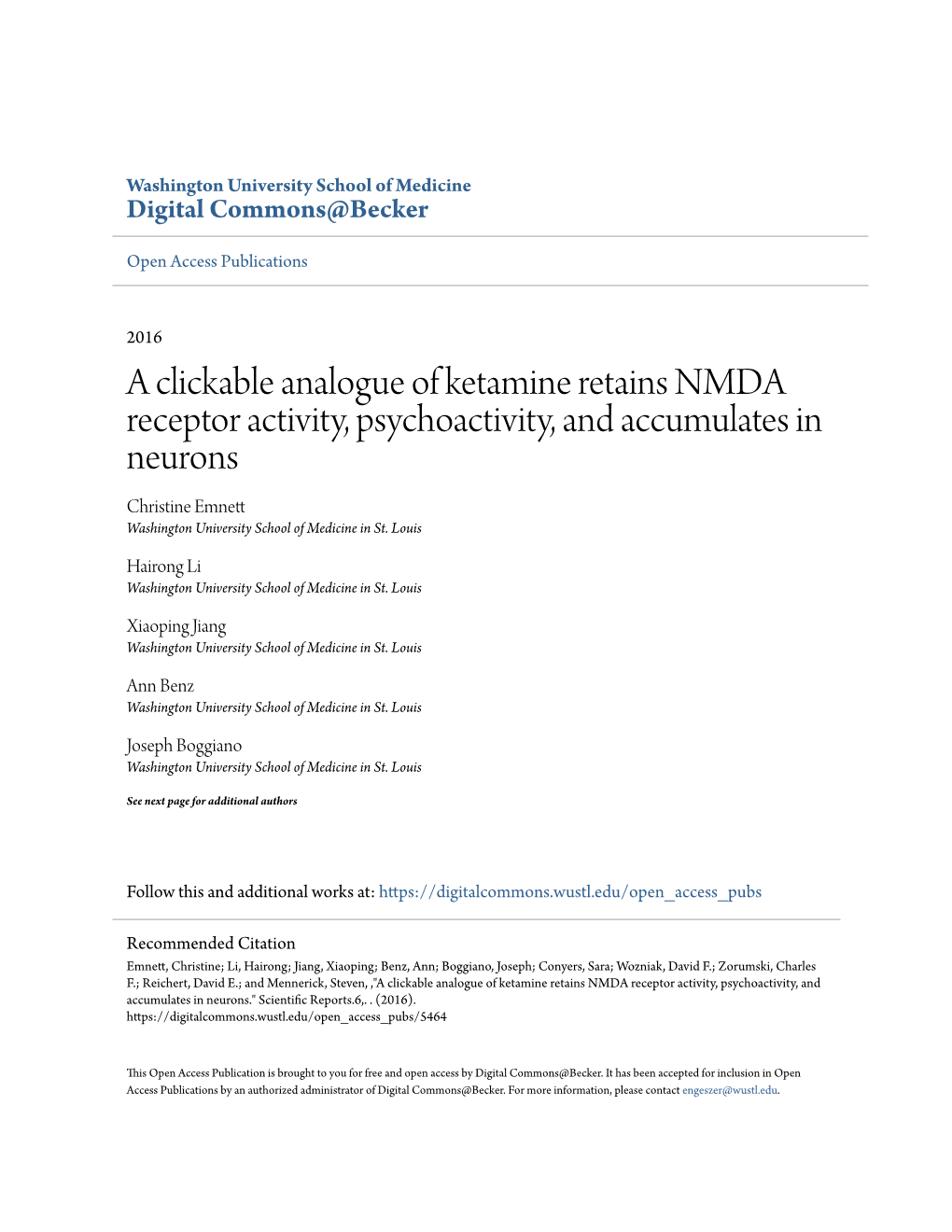 A Clickable Analogue of Ketamine Retains NMDA Receptor Activity