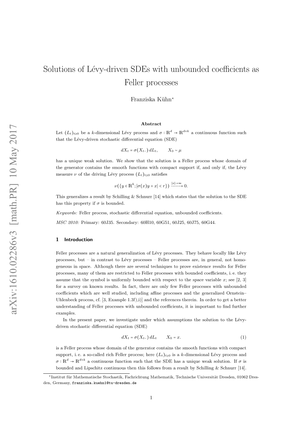 Solutions of L\'Evy-Driven Sdes with Unbounded Coefficients As Feller