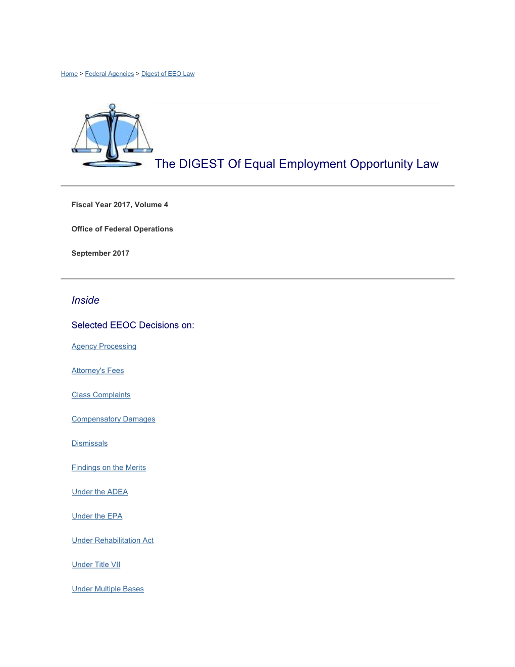 The DIGEST of Equal Employment Opportunity Law