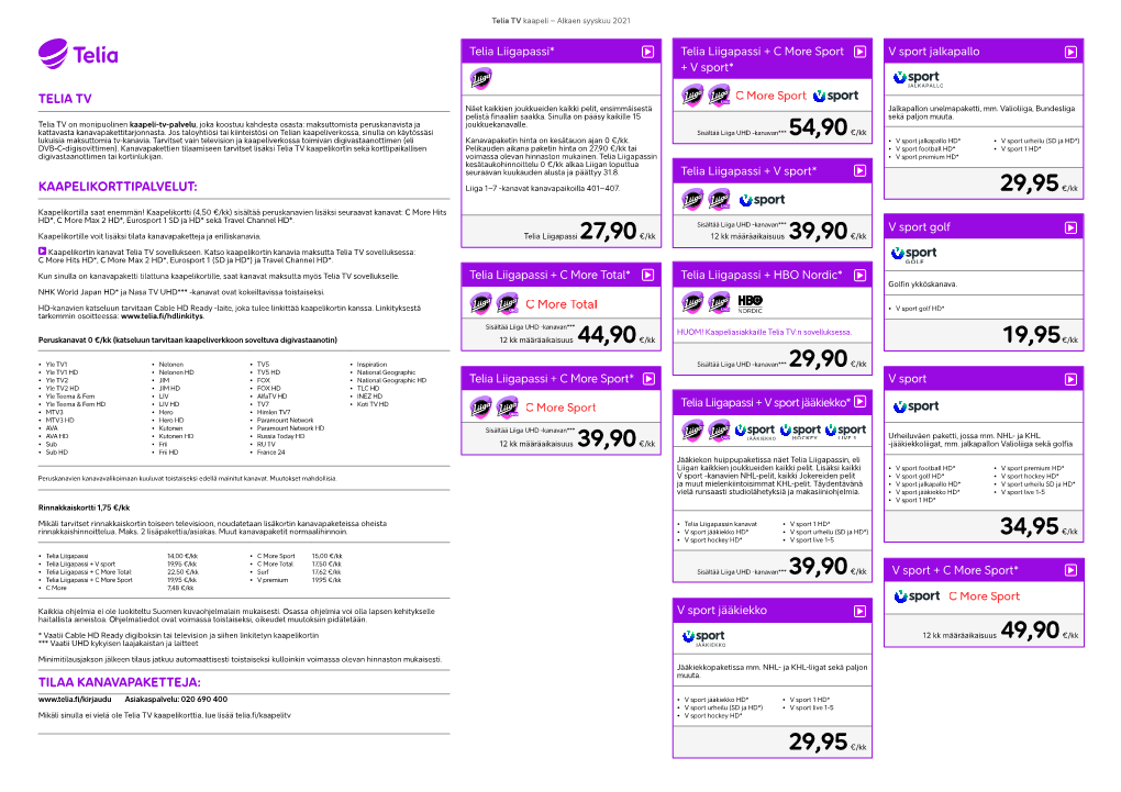 Telia Tv Kaapelikorttipalvelut: Tilaa Kanavapaketteja