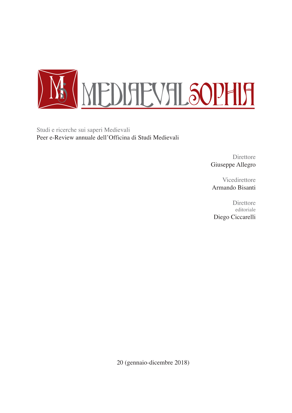 Peer E-Review Annuale Dell'officina Di Studi Medievali