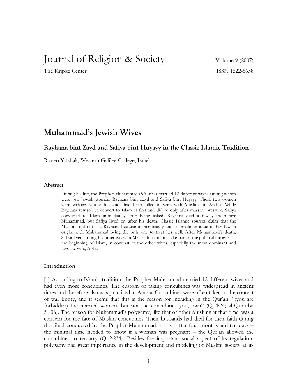 Journal of Religion & Society