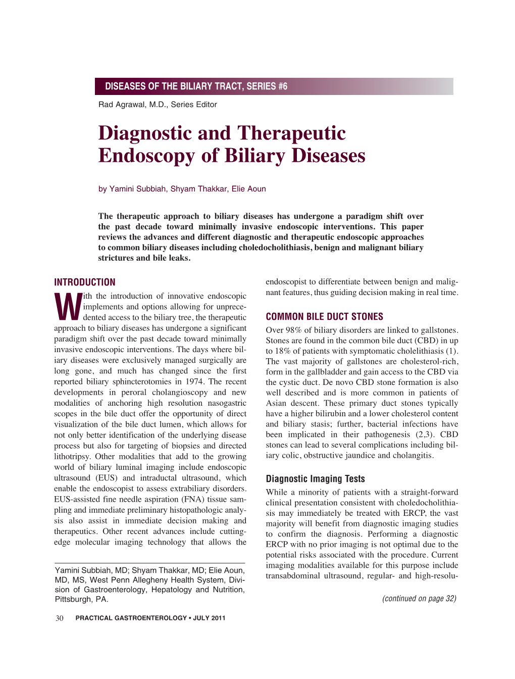 Diagnostic and Therapeutic Endoscopy of Biliary Diseases