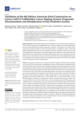 (AJCC) Gallbladder Cancer Staging System: Prognostic Discrimination and Identiﬁcation of Key Predictive Factors