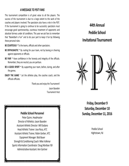 44Th Annual Peddie School Invitaonal Tournament