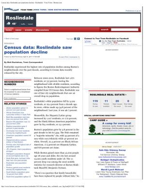 Census Data: Roslindale Saw Population Decline - Roslindale - Your Town - Boston.Com