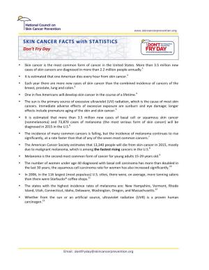 SKIN CANCER FACTS with STATISTICS Don’T Fry Day