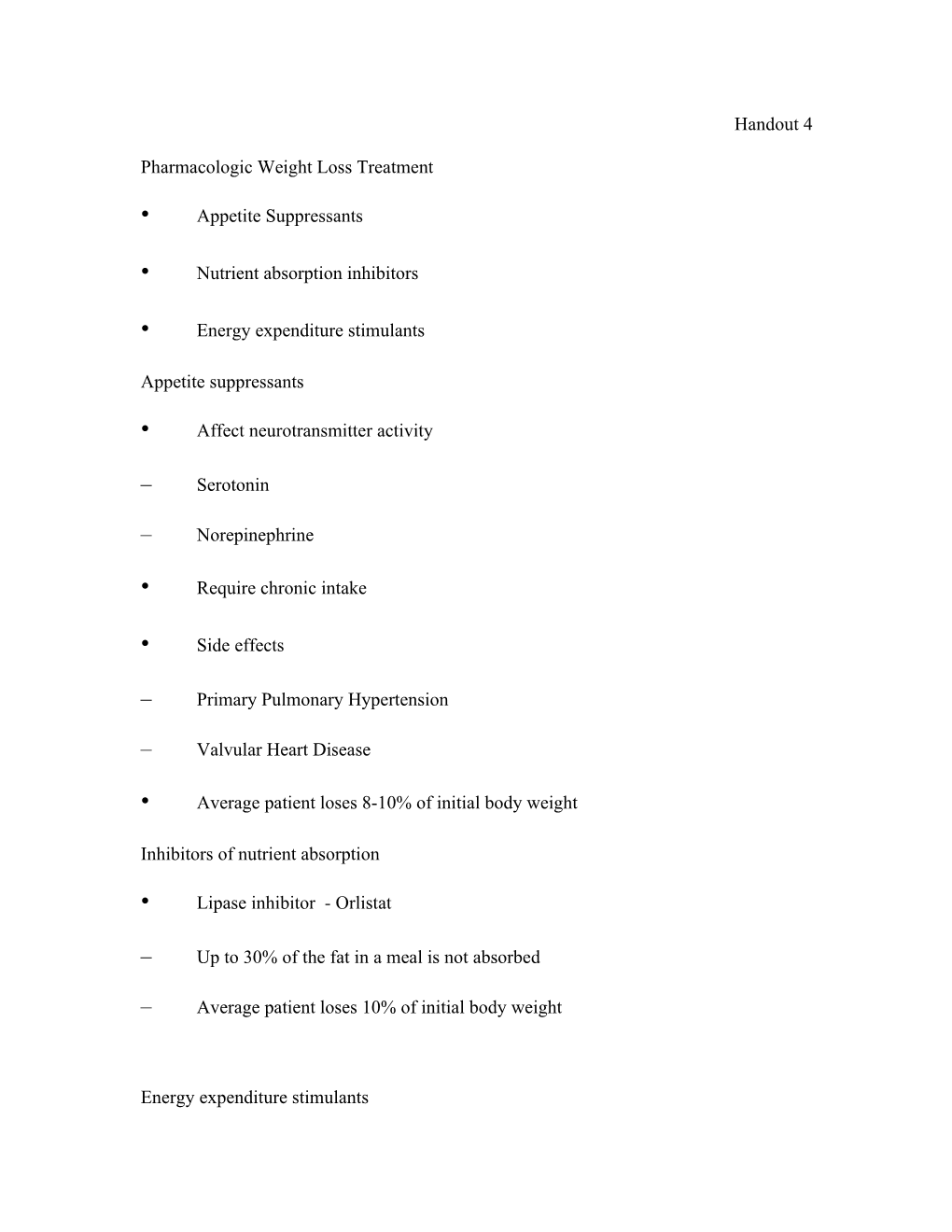 Pharmacologic Weight Loss Treatment