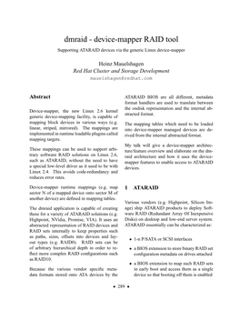 Dmraid - Device-Mapper RAID Tool Supporting ATARAID Devices Via the Generic Linux Device-Mapper