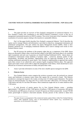 1 Country Note on National Fisheries Management