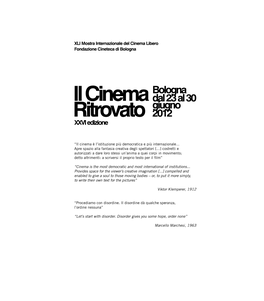 XLI Mostra Internazionale Del Cinema Libero Fondazione Cineteca Di Bologna