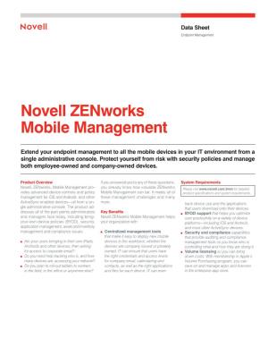 Novell Zenworks Mobile Management Datasheet