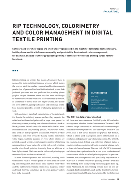 Rip Technology, Colorimetry and Color Management in Digital Textile Printing