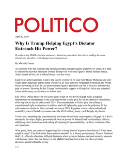 Why Is Trump Helping Egypt's Dictator Entrench His Power?