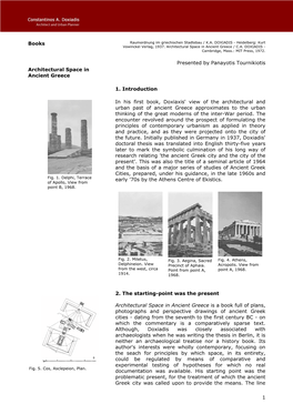 Books Presented by Panayotis Tournikiotis Architectural Space In