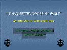 CSU Wine Faults 1 of 3