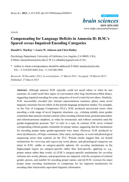 Compensating for Language Deficits in Amnesia II: H.M.'S