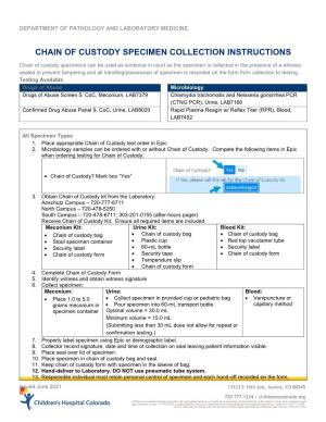 Chain of Custody Specimen Collection Instructions