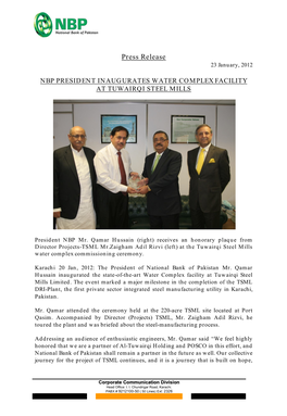 Press Release 23 January, 2012