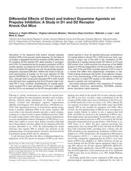 A Study in D1 and D2 Receptor Knock-Out Mice