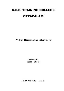 M.Ed. Dissertation Abstracts