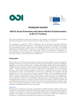WORKSHOP REPORT ODI-EC Social Protection and Labour Market Transformation in the 21St Century