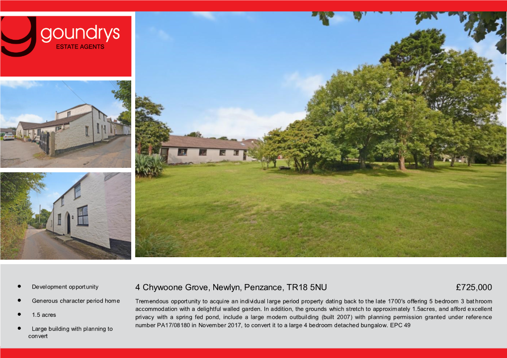 4 Chywoone Grove, Newlyn, Penzance, TR18 5NU £725,000
