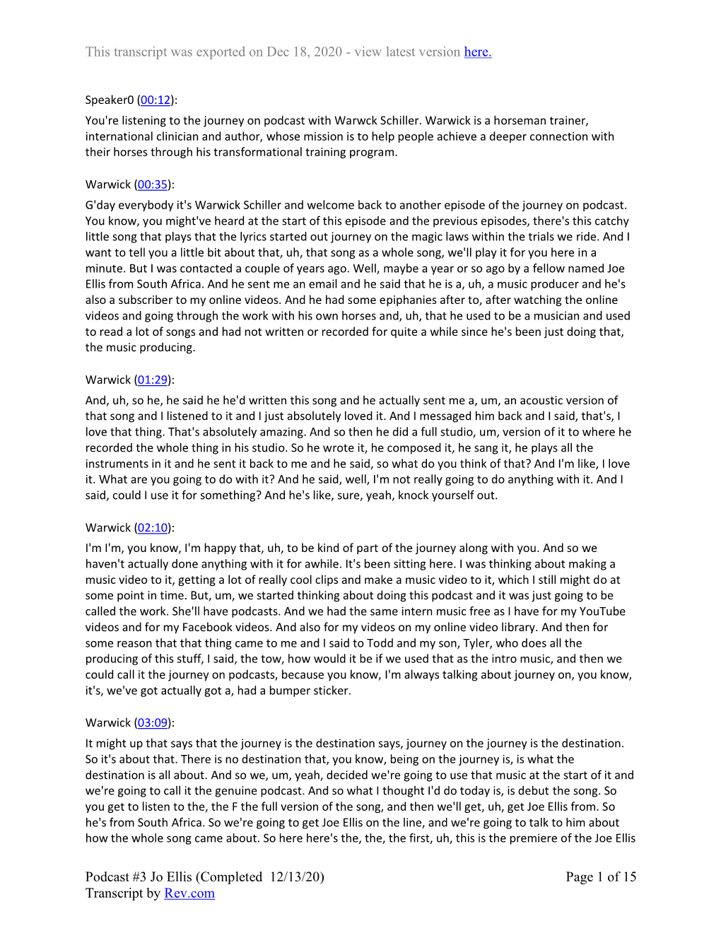 Jo Ellis (Completed 12/13/20) Page 1 of 15 Transcript by Rev.Com