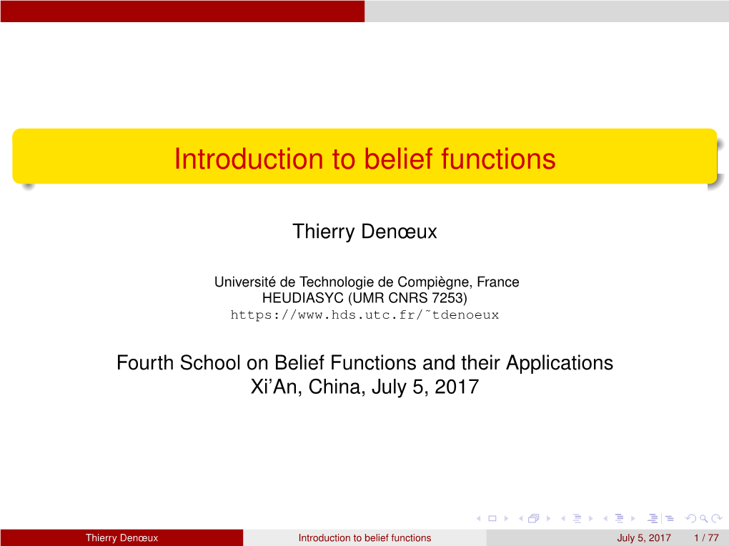 Introduction to Belief Functions