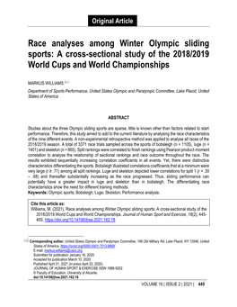 Race Analyses Among Winter Olympic Sliding Sports: a Cross-Sectional Study of the 2018/2019 World Cups and World Championships