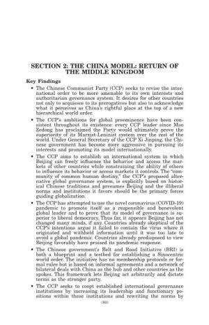 Section 2: the China Model: Return of the Middle Kingdom