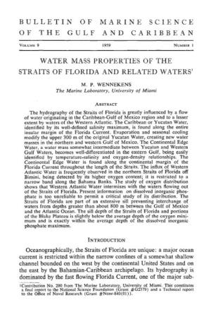 Water Mass Properties of the Straits of Florida and Related Waters)