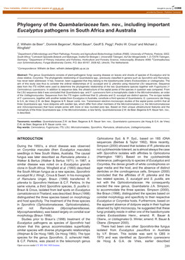 Phylogeny of the Quambalariaceae Fam. Nov., Including Important Eucalyptus Pathogens in South Africa and Australia