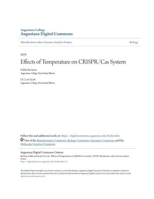 Effects of Temperature on CRISPR/Cas System Eddie Beckom Augustana College, Rock Island Illinois