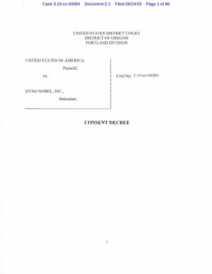 CONSENT DECREE Case 3:19-Cv-00984 Document 2-1 Filed 06/24/19 Page 2 of 86